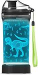 YuanDian Dinosaur Water Bottle, Light Up Boy Drinking Cups with 3D Dinosaur Night Light- 14 OZ Tritan BPA Free Eco-Friendly - Cool Jurassic Merchandise Gift for School Kids Boy Girl
