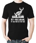 Witty Fashions Hey Vegetarians, My Food Poops On Your Food Funny Sarcasm Humor Men's T-Shirt (Jet Black, X-Large)