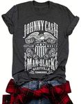 CONMEN Country Music Graphic T Shirt for Women Vintage Short Sleeve Country Music Party Tops Blouse Tees Dark Gray