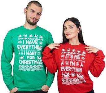 Couple Matching Green Red Christmas Long Sleeve Shirts I Have Everything Husband Wife T-Shirts, I Have Everything - Green, Large