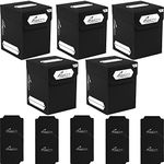 Quiver Time 100+ Standard Deck Blocks with 2 Dividers/Card Deck Box - Set of 5 MTG Deck Box - Compatible with Magic Commander, Pokemon, Yugioh & other TCG cards (All Black)