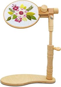 Adjustable Embroidery Hoop Stand, Embroidery Stand, Hands-Free Cross Stitch Holder, Beech Wood Embroidery Lap Stand for Needlework, Tabletop & Seat Frame Stand for Embroidery & Cross Stitch Kits.