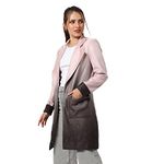 Campus Sutra Women's Dusky Pink & Brown Regular Fit Long Coat For Winter Wear | Collar Neck | Full Sleeve | Buttoned | Casual Jacket For Woman & Girl | Western Stylish Jacket For Women