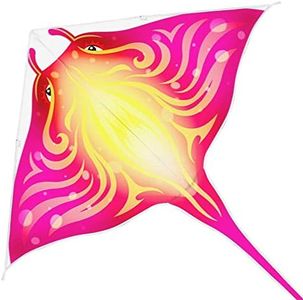 Mint's Colorful Life Devil Fish Kite for Kids Adults， Easy to Fly Delta Kite Single Line Large, Kite Handle Include (Pink)