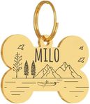 PawFurEver Dog Tags Engraved for Pets Personalized - Custom Dog Name Tag - Pet ID Tags for Dogs and Cats - Stainless Steel Dog Collar Tag - Puppy Name Tag - Funny Cat Tags (Bone, Gold)