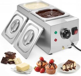 WICHEMI Chocolate Melting Pot Commercial Chocolate Tempering Machine 2 Tanks 9lbs Stainless Steel Chocolate Melter Pots Melting Machine Home Or Bakery Use