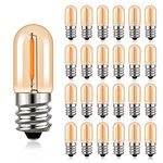 Hcnew E14 1W LED Filament Candelabra Bulbs T16 Vintage Edison Screw Bulb Tubular Night Light,Mini Bulb Ultra Warm White 2200K Amber Glass,10 Watt Equivalent,Non Dimmable Light Bulb, 25 Pack