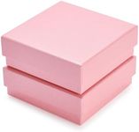 Dawhud Direct Small Jewelry Box - 2-Pack Cardboard Small Gift Boxes with Lids and Black Cushion - Ideal for Earrings, Bracelets, and Necklaces - Jewelry Packaging Boxes - 3.5x3.5x1-Inch (Pink)