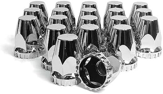 Grandroad auto 20 Pack Flat Top Lug Nut Covers, 33mm by 2-3/4" Thread On Chrome Nut Cover Caps ABS Plastic Anti-Rust Screw-on Lug Nut Covers for Semi Trucks (20 Pack)