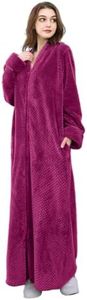 Artfasion Womens Fleece Robe Plush Long Zip Front Bathrobe with Pockets Warm Soft Zippered Bathrobes for Spa Female Friends Lover Home Leisure Holiday Gifts (Rose 2XL/3XL)