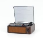 HINISO Bluetooth Vinyl Record Player T516 with Bluetooth Input & Output | 3-Speed Turntable (33/45/78 RPM) | Built-in Speakers | RCA, AUX, Headphone Jack | Vintage Wooden Finish with Dust Cover