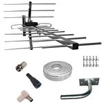 KIT: "CLASSIC" - 4G/LTE READY - HIGH GAIN DIGITAL HD TV AERIAL ANTENNA FREEVIEW OUTDOOR + +10m Cable +Bracket + Connectors