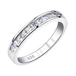 SHELOVES Stacking Eternity Rings for Women 925 Sterling Silver Wedding Rings Princess Cz Wedding Band Sz I