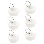 uxcell 6pcs Rubber Drain Stopper with Hanging Ring, Bathtub Drain Plug Fits 1 Inch to 1-3/8 Inch, Rubber Sink Stopper Drain Plug for Bathtub, Kitchen and Bathroom, White