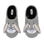 Looney Tunes Bugs Bunny Face Adult Gray Scuff Slippers-L