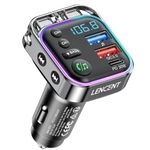 LENCENT Bluetooth 5.3 FM transmitter,PD 30W & QC3.0 Fast Charger Bluetooth car adapter,Hi-Fi music/clear calling car FM bluetooth adapter