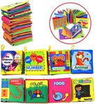 Coolplay Baby's First Non-Toxic Soft Cloth Book Set- Crinkle,Colorful - (Friction with a rustling Sound) - Pack of 8