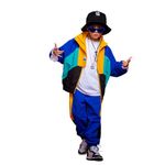 LOLANTA Unisex Kids Color Block Clothing Set,Stylish Street Hip Hop Dance Costume,11-12 Years,B-Blue,160