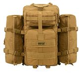 Seibertron Falcon Tactical Water Repellent Hiking Camping Backpack Compact Assault Pack Summit Bag 37L(1+2) Khaki