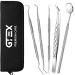 GTEX Plaque Remover for Teeth, 5PC Dental Tools Kit for Teeth Cleaning Plaque Removal, Tartar Remover for Teeth Dental Plaque Removal Tool Dental Mirror Teeth Cleaning Kit for Home Use