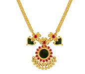 Zizer Kerala Traditional Palakka Necklace - Micro Gold Plating with Green/Pink Palakka Stones – Jewellery for Women (Two Stone (Green Palakka))