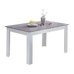 OFCASA Modern Dining Table White 4-6 Seater Wood Rectangle Home Dinner Table for Dining Room Kitchen Restaurant Outdoors 140 cm