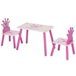HOMCOM 3 PCS Kids Table and Chair Set, Princess Theme Toddler Table and 2 Chairs for Arts, Crafts, Drawing, Reading, Activity Furniture for Nursery, Playroom, Pretty Gift for Ages 2-4 Years, Pink