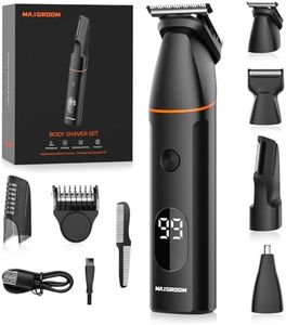 Body Hair Trimmer Men, MAXGROOM 4 in 1 Electric Body Groomer Beard Trimmer Men with Nose Hair Trimmer, Rechargeable Manscape Electric Razor, Private Parts, Beard, Back, Pubic (Black)