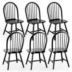 WATERJOY 18 Inch Wood Black Dinning Chairs Set of 6, High Back Spindled Rubberwood Winsome Seating Chair for Kitchen Living Room Farmhous