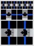 Biomar Labs® Set (10pcs) Vinyl Stickers Decals Canada National Canadian Thin Blue Line Silver Flag Police Maple Leaf Emblem Car Motorcycle Bike D 65