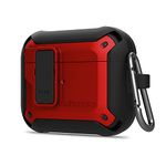 Nillkin for Airpods 3 Case Cover with Secure Lock,Press Auto Pop, Military Grade Armor case,Hard Shell Protective Cover with Keychain for AirPod 3rd Generation 2021 case for Men Women (Red)