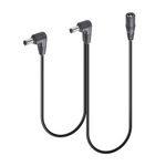 GINTOOYUN 1 to 2 Ways Daisy Chain Cable Guitar Pedal Power Supply Splitter Cable DC 5.5mm x 2.1mm Female to 2 Male Cable for 9V 3A DC Adapter Plug, Guitar Power Adapter(1 to 2) (1 to 2)