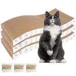 PatiencET 3 Pack Cat Scratcher Pad Recycle Corrugated Cat Scratching Pad Type S Cat Scratch Pad Lounger Sofa for Furniture Protector