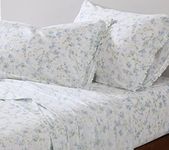 Shabby Chic® - Twin Sheets, Soft & Breathable Organic Cotton Bedding Set, Floral Home Decor with Ruffled Pillowcase (Ella Blue, Twin)