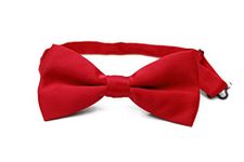 Caprilite Classic Mens Womens Clip-On Banded Bow Tie Pre Tied Plain Dickie Bowtie (Red)