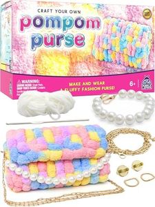 PURPLE LADYBUG Make Your Own Pom poms Purse Kit - Arts and Crafts for Kids Ages 6-8 Girls, Crafts for Girls Ages 6-8, Gifts for Girls 6 7 8 9 10 Year Old, Birthday Gifts, Christmas Gifts for Girls
