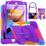 SEYMCY for iPad 9th/8th/7th Generation Case Kids 10.2 inch, Shockproof Sturdy with Rotating Hand Strap & Stand, Screen Protector, Shoulder Strap, Pen Holder for iPad Cover 2021~2019, Purple