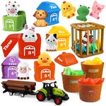 Toddler Toys for 1 2 3 Year Old, Farm Animals for Toddlers Montessori Toys for1-3 Year Old，Color Sorting Set Push and Go Truck Toy，Christmas Birthday Easter Gift for 18 Month Old Toys