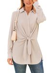 GRACE KARIN Womens Button Down Blouse Tie Front Label Collar Shirt Long Sleeve Blouse Work Dress Shirts Apricot L