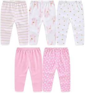 JELYLOVE Unisex Baby Boy Girl Pants Sets Cotton Soft Infants Bottoms Casual 5 Pack 0-12 Month Babies' Leggings