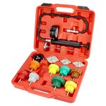 QWORK® 15Pc Radiator Pressure Tester Kit Pump Leak Detector, Cooling System Pressure Tester Kit, Fit most European and Japanese Vehicles