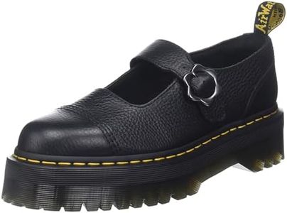 Dr. Martens Women's Addina Flower Mary Jane Flat, Black Milled Nappa, 7