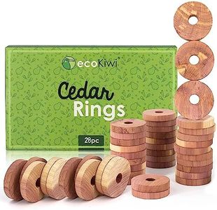 ecoKiwi Cedar Blocks for Clothes Storage - 28 Pack Cedar Rings - 100% Natural Aromatic Cedar for Closets & Drawers - Red Cedarwood Oil Scented Chips with Sandpaper - Cedar Planks Freshener Deodorizer