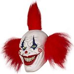 Quligeta Halloween Evil Laughing Saw Clown Adult Mask Costume Creepy Killer Joker with Red Hair Cosplay Huanted House Props