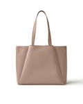 Work Tote Bags for Women 15.6 Inch - Laptop Tote Bag with Zip Compartments - Large PU Leather Office Purse Computer Briefcase, Nude