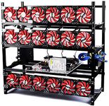 Bitcon Miner 19 GPU Frame Aluminum Mining Rig Open Air Case Stackable for Ethereum Mining Rig ETH BTC XMR Chassis Server Rack with 18 Fans