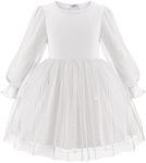 Arshiner Toddler Girls Dresses Long Sleeve Sequin Tulle Dress Formal Princess Party Tutu Dress White 3t Dress