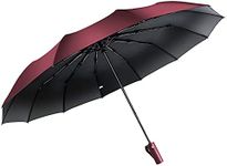 Feimvb Travel Umbrella, Windproof Automatic Umbrella Compact Sized Portable Personal Umbrella with 10 Rib Reinforced Canopy and Auto Open & Close Function, (burgundy)