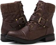 GLOBALWIN Women's Ankle Booties Fashion Combat Boots, 2102brown, 9