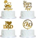 Sodasos Sodasos Father's Day Cake Topper，Happy Father's Day Best Dad Ever，Birthday Party Cake Decorations Toppers Picks for Father's Birthday Party Birthday Celebrating Party Supply (4pcs)